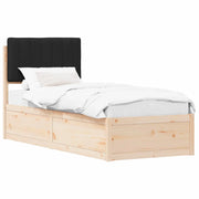 Letto singolo | Letto per adulti | Letto con Testiera Rivestita Nero 80 x 200 cm Pino massello