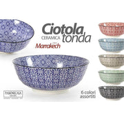 Trade Shop - Ciotola Tonda In Ceramica Decorata Multiuso Marracash 18x18x7cm 6 Colori 771606 -