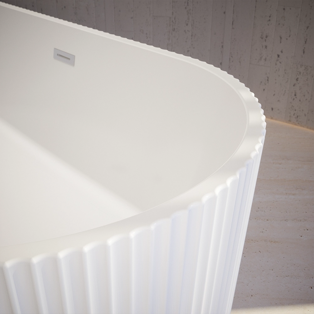 Vasca da bagno freestanding scanalata 170cm in acrilico bianco lucido | Iris