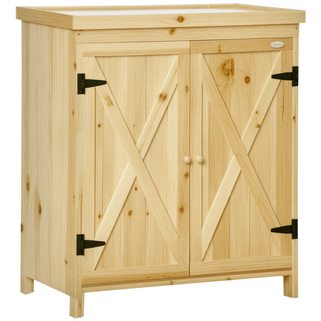 Armadio da giardino ¨C zephmum ¨C legno massello metallo 80x45x92 cm