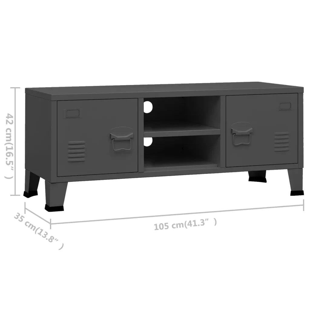 Mobile TV Industriale Antracite 105x35x42 cm in Metallo 339620