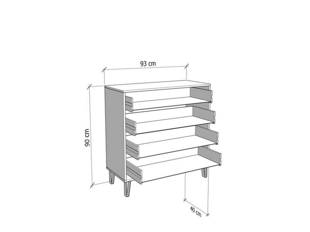 Maggiora, Cassettiera 4 Cassetti, 93x40x90.5h cm Bianco