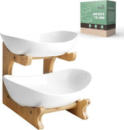 Etagère a doppia pianta con piatto da frutta in ceramica - tavolo da servizio in bambù con piatto da frutta 

Specifiche tecniche: 
- Piatto da frutta in ceramica
- Materiale: bambù
- Modello: Fruitschaal