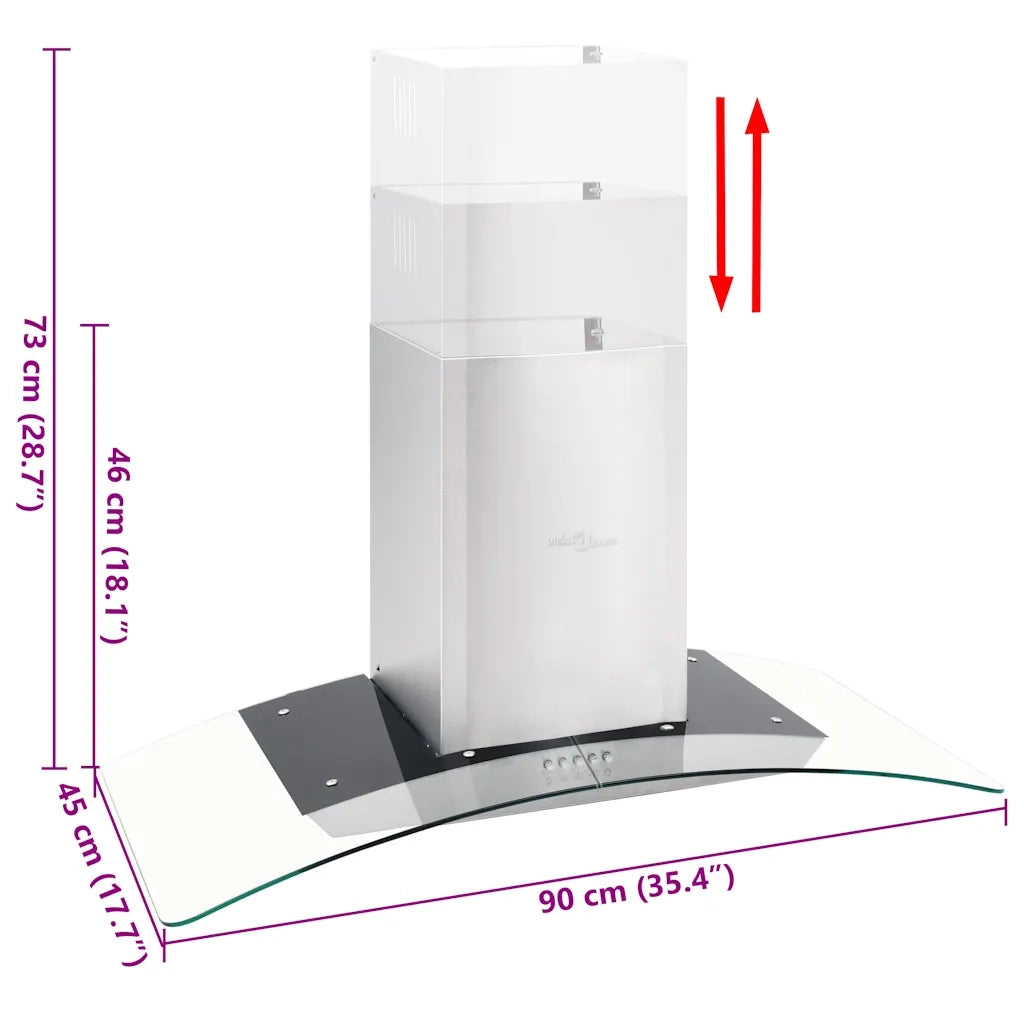 Cappa Aspirante a Muro 90 cm Acciaio Inossidabile 756 m³/h LED 50666