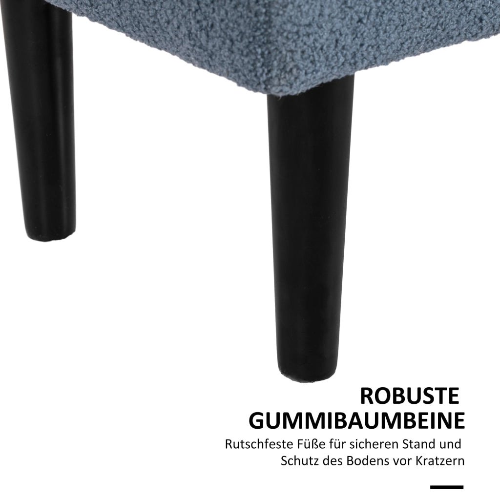Panca imbottita con contenitore ¨C Xylo ¨C effetto cashmere blu, 95x38x45 cm, 120 kg