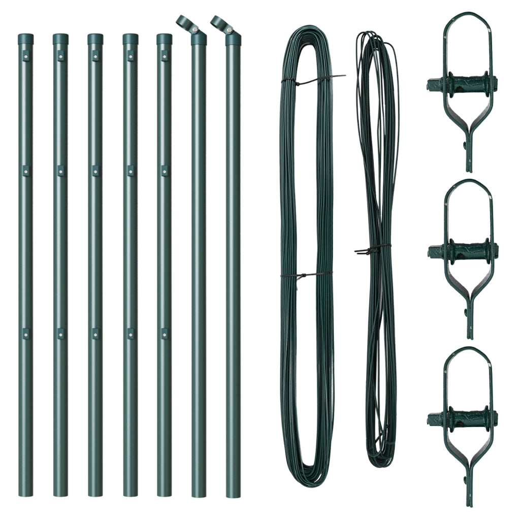 Posts per Recinzione 7 pz Verde Ã˜32 mm 100 cm Acciaio Galvanizzato