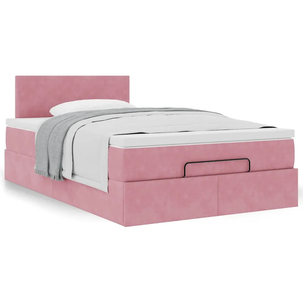 Pouf Letto con Materasso Rosa 120x190 cm Velluto 3311692