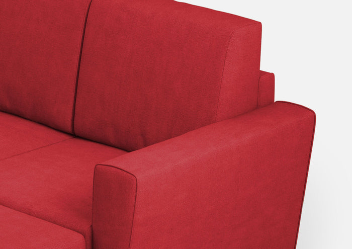 Divano 2 Posti con Pouf 152x155x85 cm Yasel in Tessuto Rosso