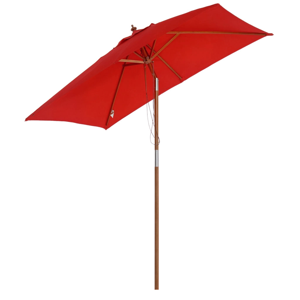 Parasole da giardino rettangolare inclinabile in legno e poliestere ¨C zephmum ¨C rosso 2x1.5x2.3 m