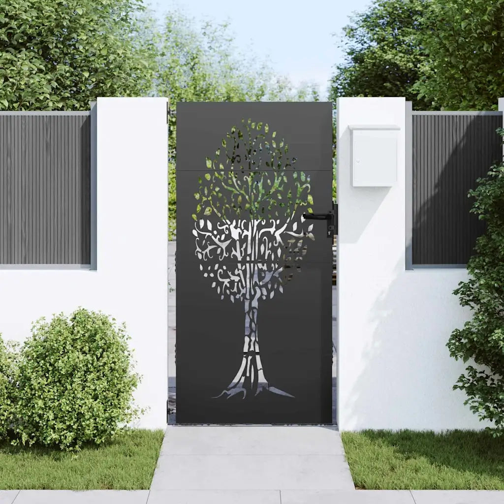 Cancello da giardino con blocco Nero 85 x 175 cm 42015862