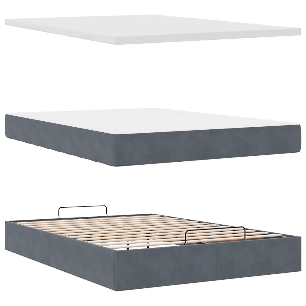 Struttura Letto Pouf con Materasso 140x200 cm in Velluto 3312555