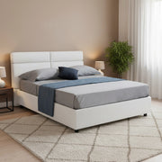 Letto Matrimoniale Ator, Letto Matrimoniale Sfoderabile Made in Italy, Bianco
