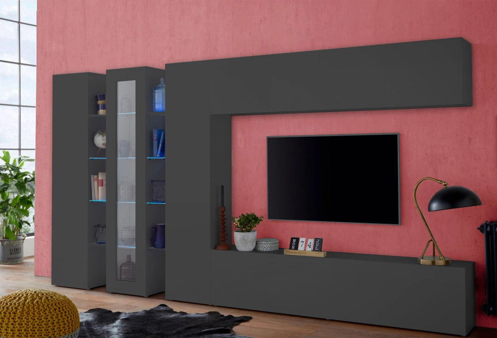 Pensile 1 Anta Vasistas 180x40x30 cm Maruska Grigio Antracite Opaco