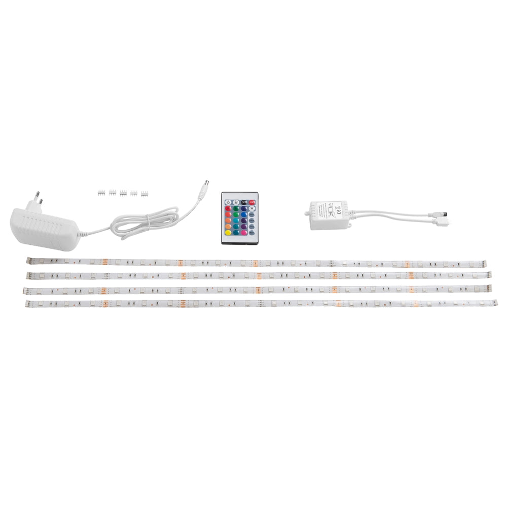 Set di 4 Strisce LED Multicolore 16 Colori con Telecomando 60 cm KALADAN