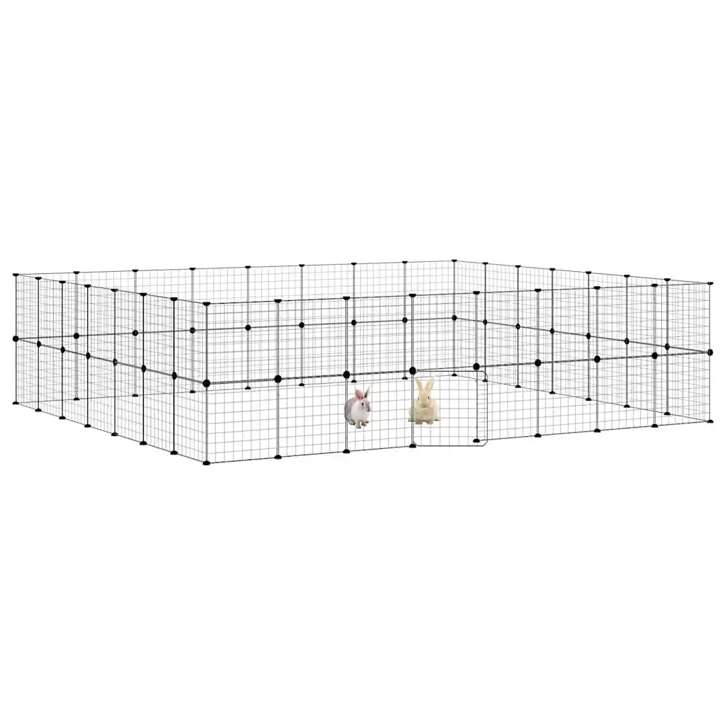 Gabbia per Animali 60 Pannelli con Porta Nera 35x35 cm Acciaio 3114042