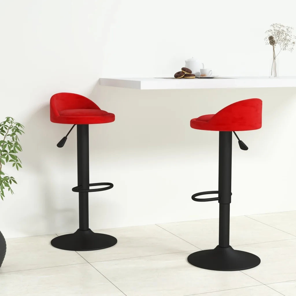 Sgabelli da Bar 2 pz Rosso Vino in Velluto 333607