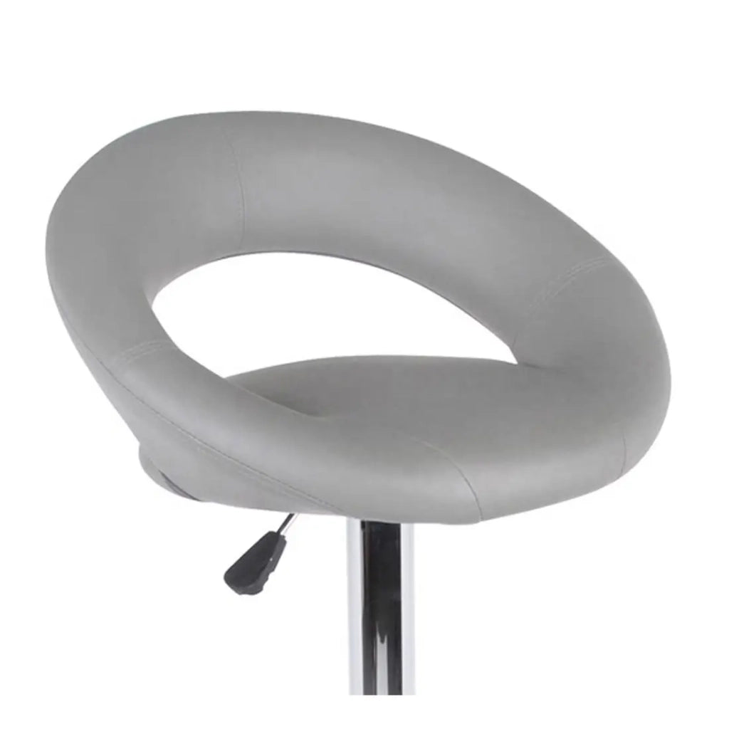 Set di 2 sgabelli da bar regolabili in altezza 77-97 cm - Seduta in similpelle PU grigia, piede in metallo grigio, diametro 40 cm