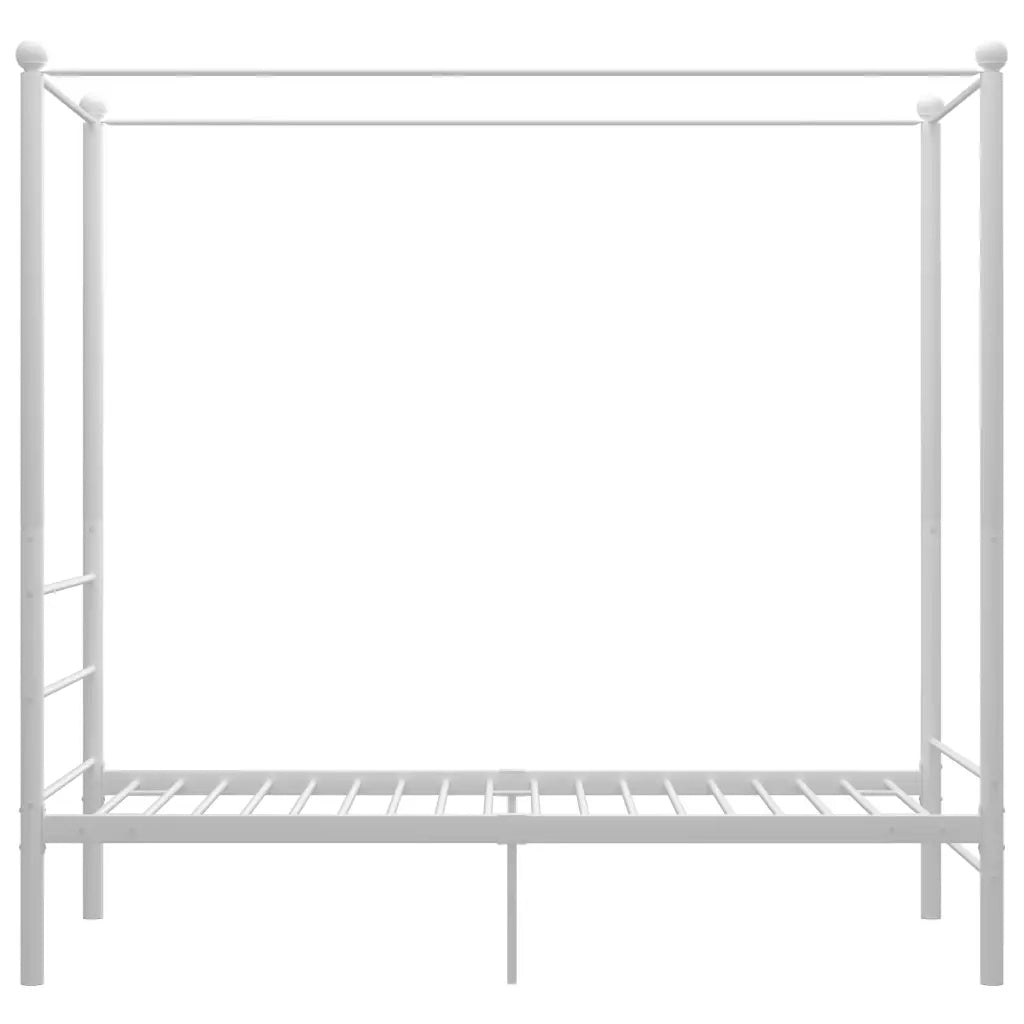 Letto a Baldacchino Bianco in Metallo 90x200 cm 325052