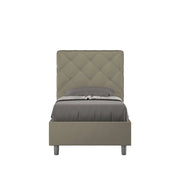 Letto singolo con rete imbottito 90x210 similpelle cappuccino Priya