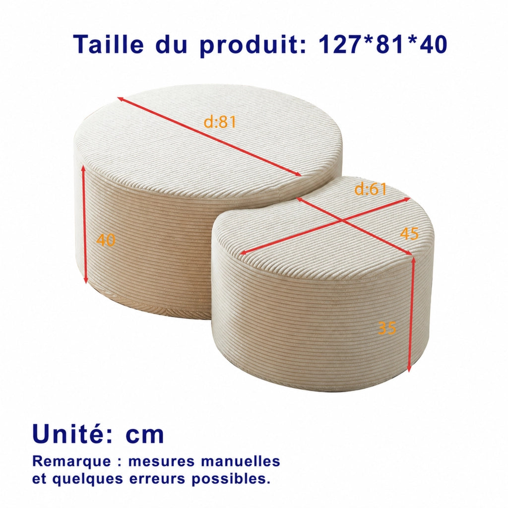 TAVOLINO Set da 2 pezzi 84x28x28 cm in tessuto beige