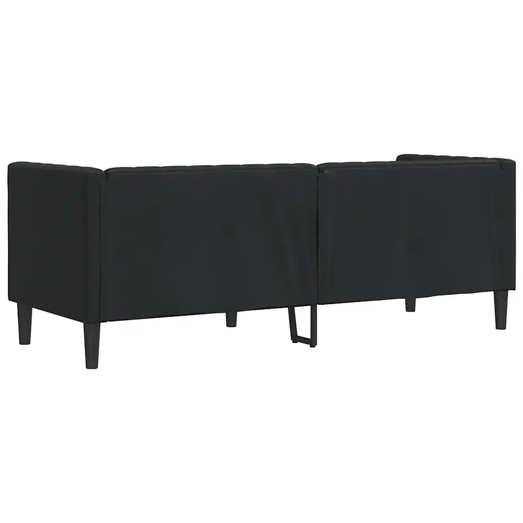 Divano Chesterfield a 3 Posti Nero in Similpelle 372666