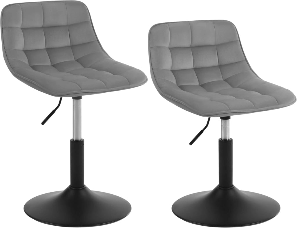 2X Sgabelli da trucco Sgabelli per Tavolo da Trucco Sedia Alta da Cucina Girevole 360° in Velluto con Schienale Altezza Regolabile Sgabello Moderno, Nero, 38-49.5cm