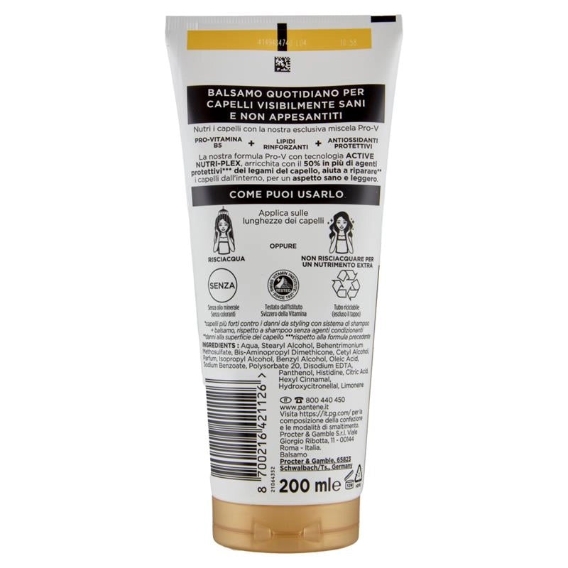 PANTENE PRO-V ACTIVE NUTRI-PLEX BALSAMO RIGENERA E PROTEGGE RINFORZA I CAPELLI DEBOLI E DANNEGGIATI CON O SENZA RISCIACQUO 200 ML