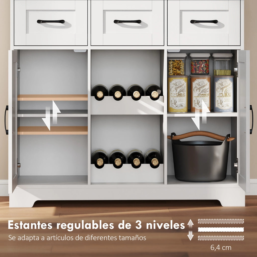 Armadio Cucina con Porte e Cassetti ¨C zephmum ¨C Bianco 100x38x172 cm