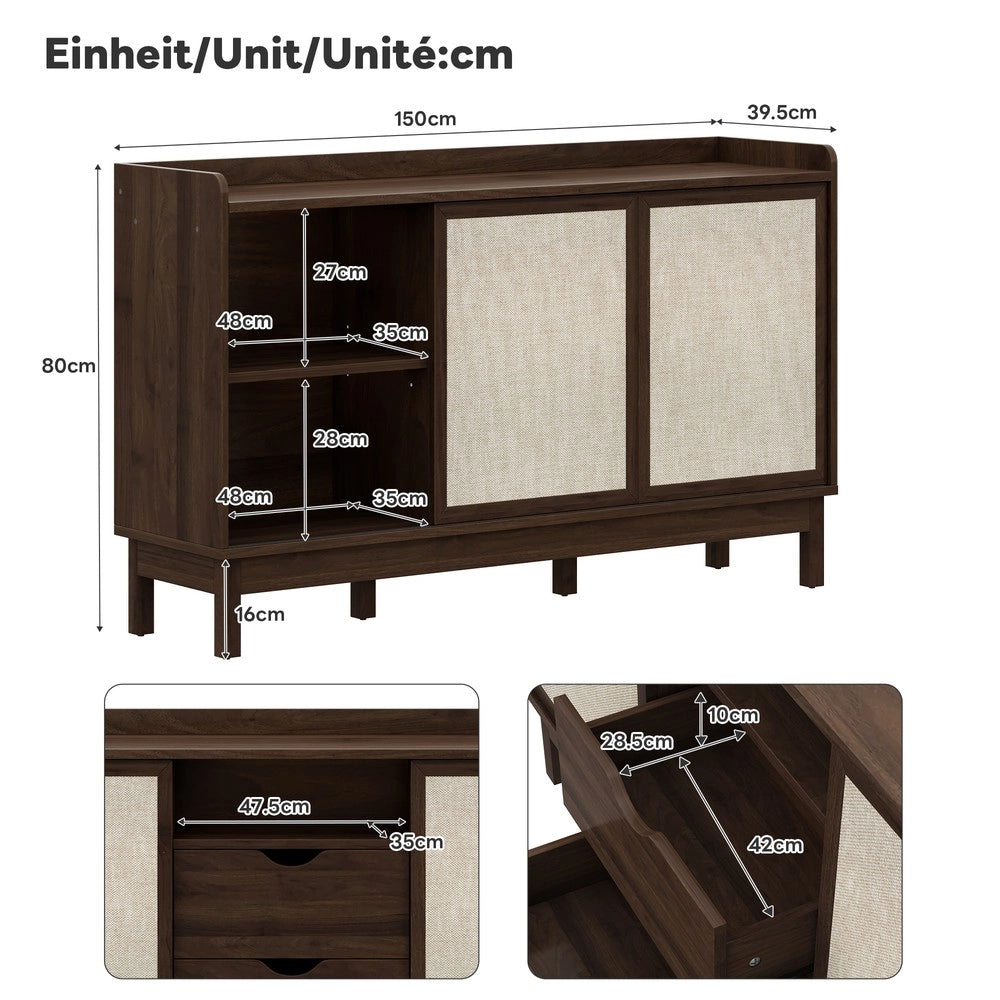Mobile Credenza con Ante Scorrevoli e Cassetti ¨C MINIMAL ¨C Legno, Soggiorno e Sala da Pranzo