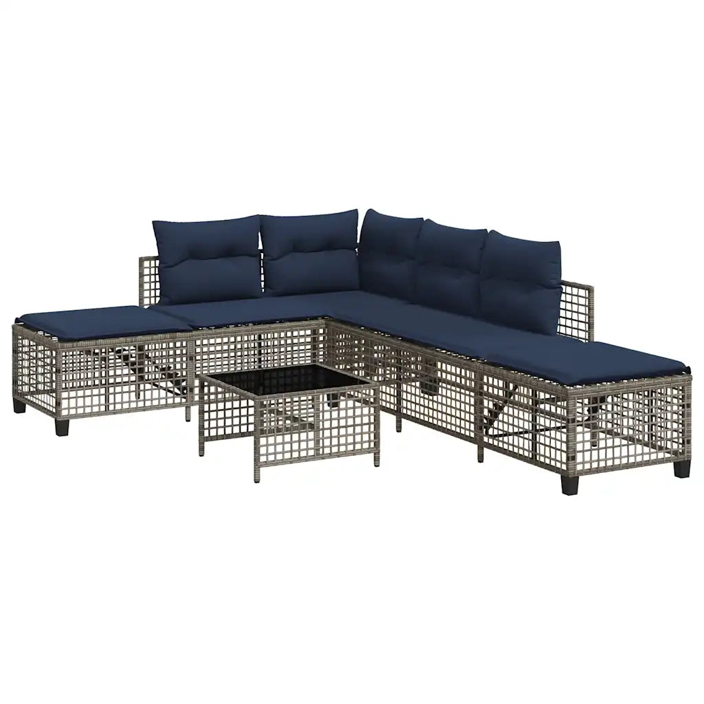 Set da giardino angolare a 3 pz con Cuscini in Polyrattan Grigio 365450
