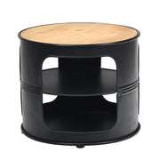 Tavolino rotondo con 3 ripiani 50 x 50 x 41,5 cm ampio spazio di archiviazione stile rustico design chic ferro nero 20_0019285