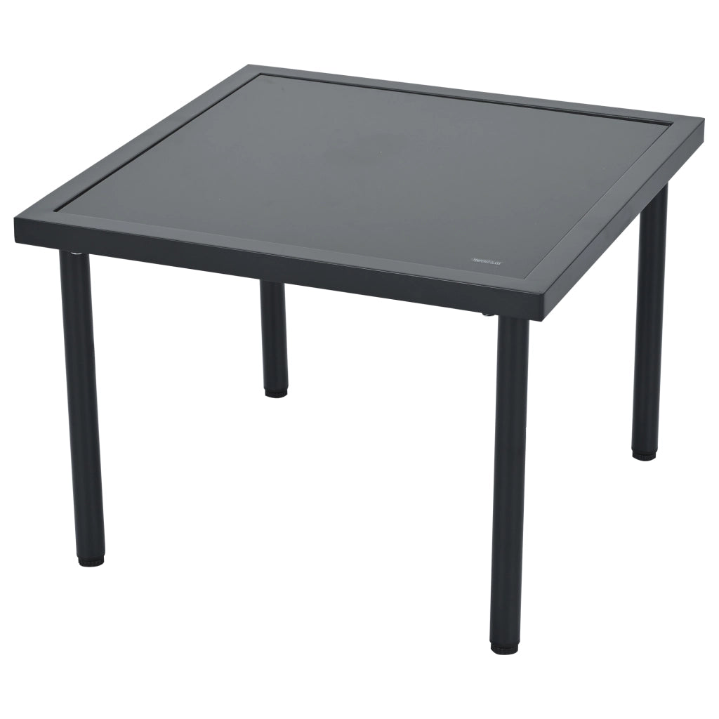 OKWISH Set di 6 mobili da giardino con poltrone e tavolino, piano in vetro e piedini regolabili, Olefin Beige