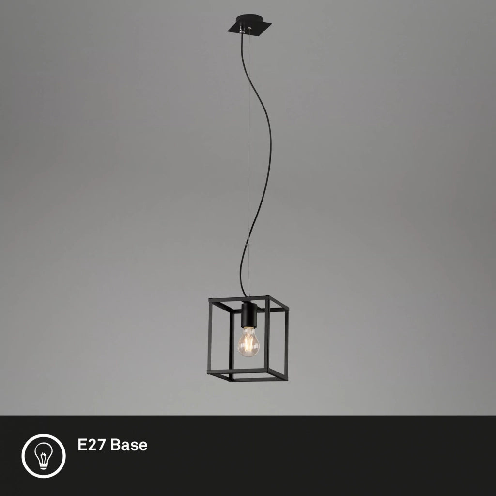 Sospensione Industrial Metallo Nero 1 Luce E27