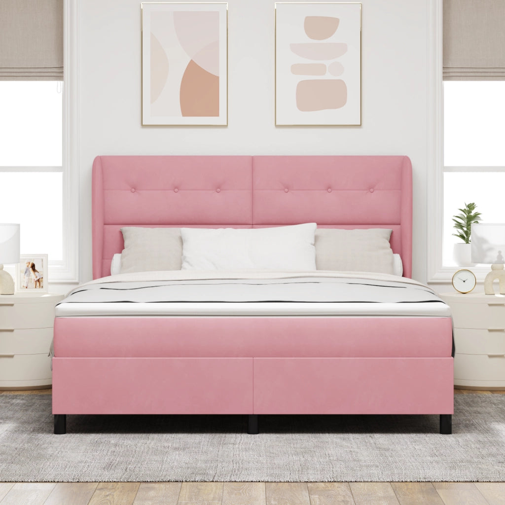 Letto Box Spring con Materasso Rosa 180x200 cm Velluto