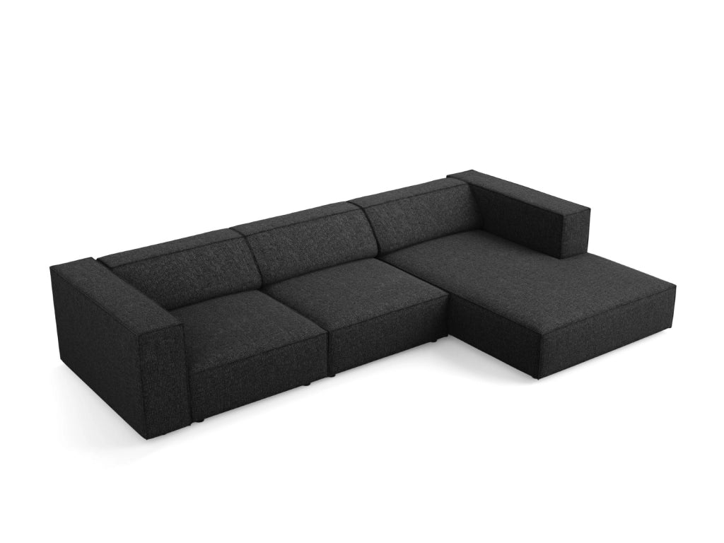 Cosmopolitan Design - Divano angolare destro "Arendal" 4 posti in ciniglia nero 