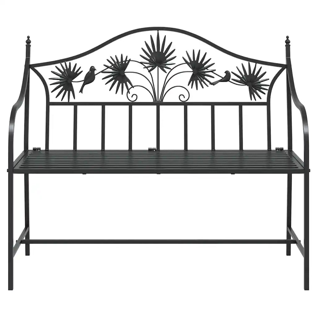 Panchina da Giardino | Panca da Giardino Nero 104 x 52,5 x 89 cm Acciaio