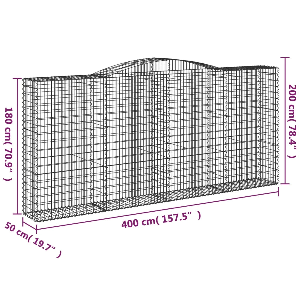 Cesti Gabbioni ad Arco 9 pz 400x50x180/200 cm Ferro Zincato 3147055