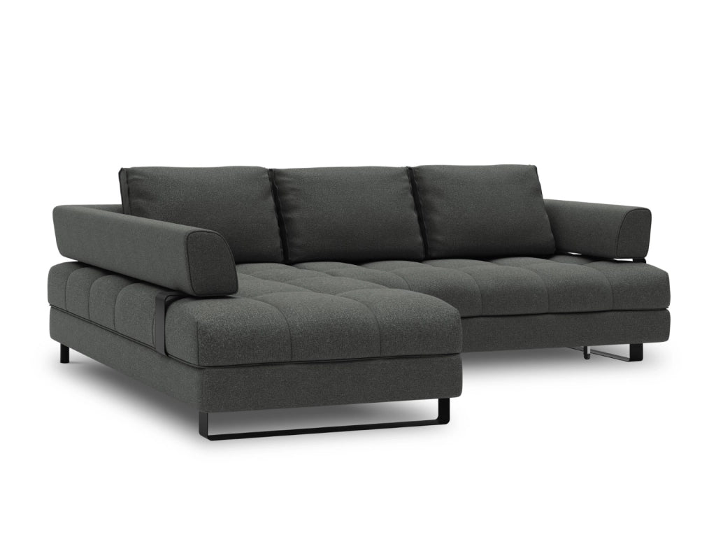 Cosmopolitan Design - Divano convertibile angolare sinistro con box "Clinton" 5 posti tessuto strutturato grigio scuro 