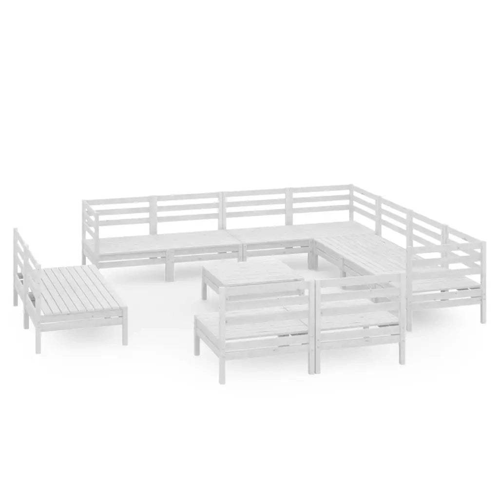 Set Salotto da Giardino 12 pz in Legno Massello di Pino Bianco 3083160