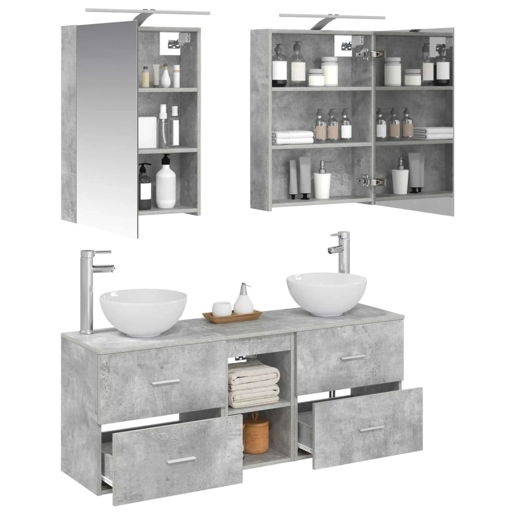 Set di Armadi da Bagno 5 pcs Grigio Cemento 50 x 14,5 x 70 cm 3406674