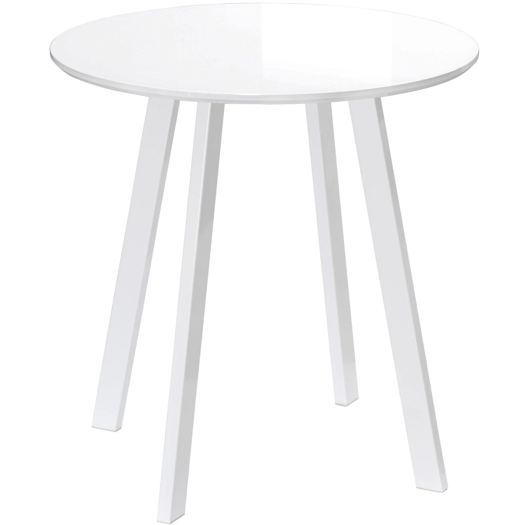 Tavolo rotondo da cucina ?72x75 cm in MDF bianco con gambe in metallo
