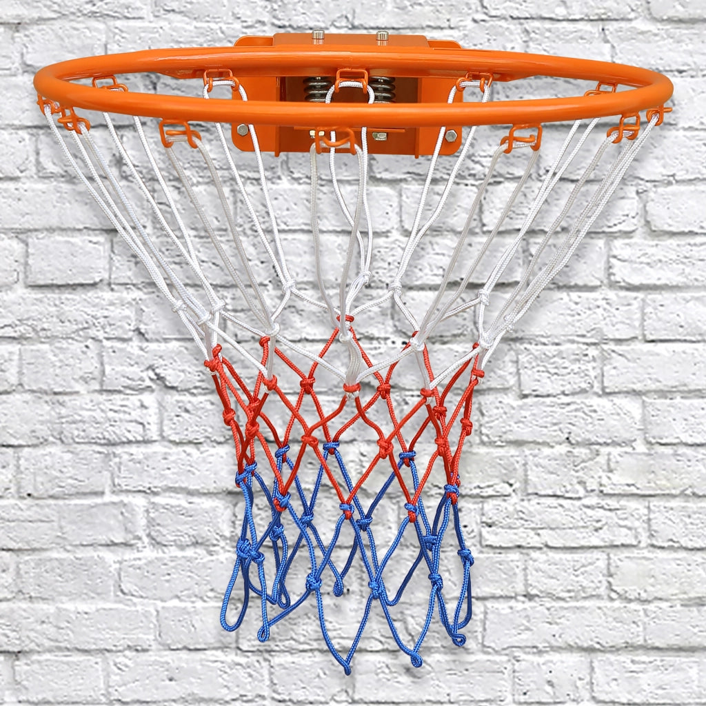 Area giochi cerchio da basket con doppia molla e rete in ferro e nylon arancione 45 cm per uso interno ed esterno