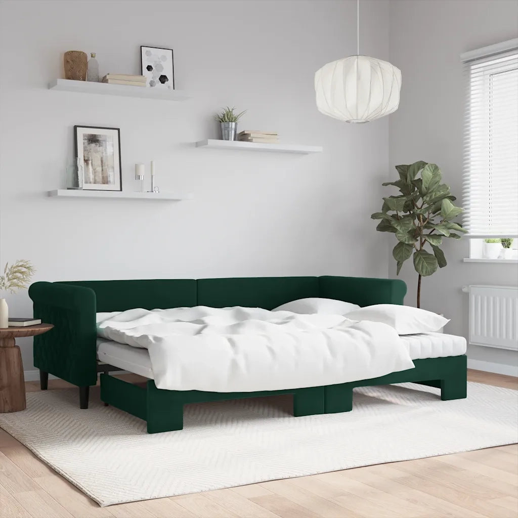 Divano Letto Estraibile Materassi Verde Scuro 80x200 Velluto 3197790