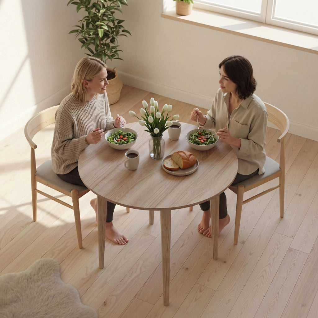 Tavolo da pranzo pieghevole e allungabile rotondo ¨C zephmum ¨C legno ?89x73.5H cm