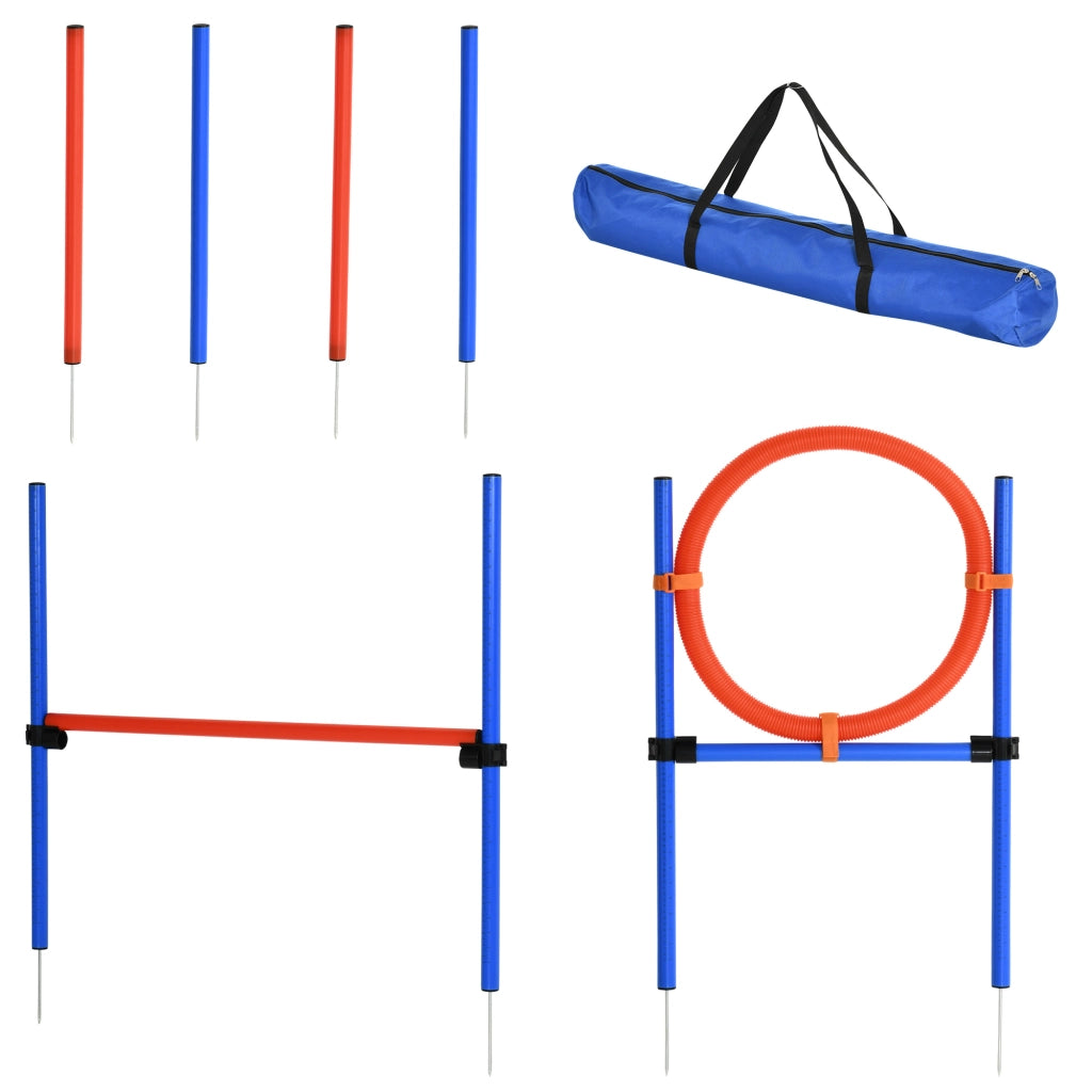 Set Agility per Cani 11 Pezzi con Ostacoli e Borsa Trasporto ¨C zephmum ¨C Rosso e Blu