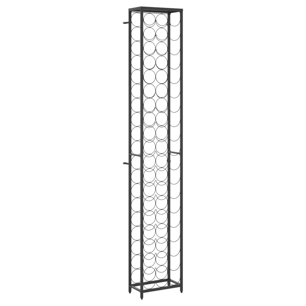 Portavini da 57 Bottiglie Nero 34x18x200cm in Ferro Battuto
