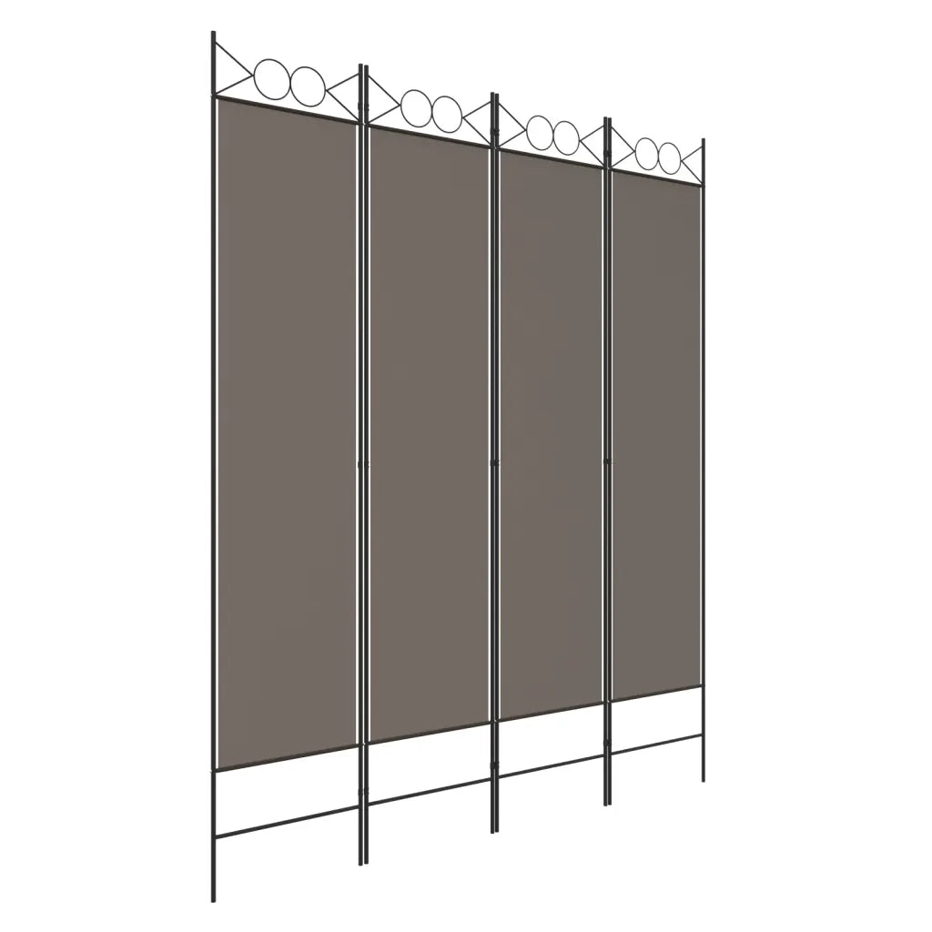 Divisorio a 4 Pannelli Antracite 160x200 cm Tessuto cod mxl 66923