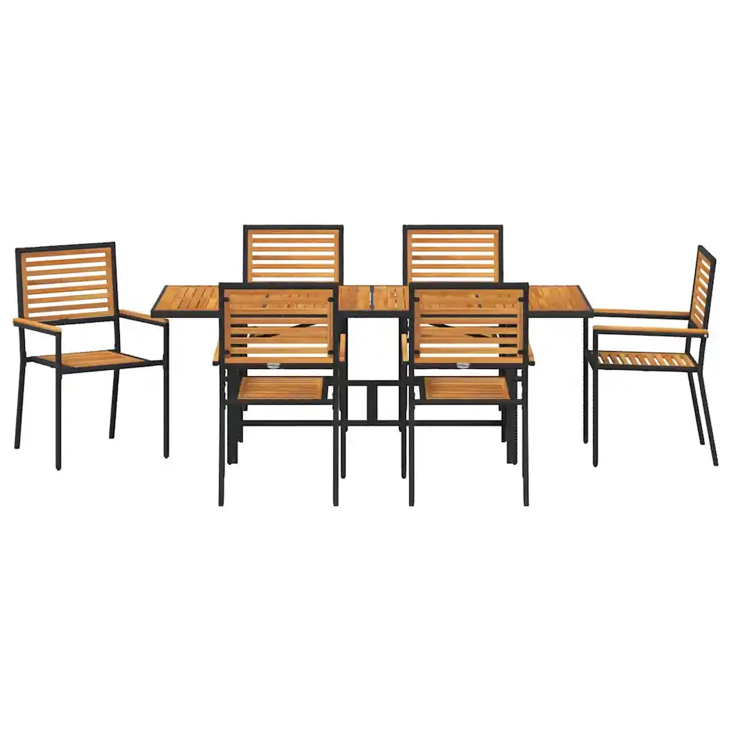 Set da Pranzo per Giardino 7 pcs Nero e Marrone polyrattan 3365450