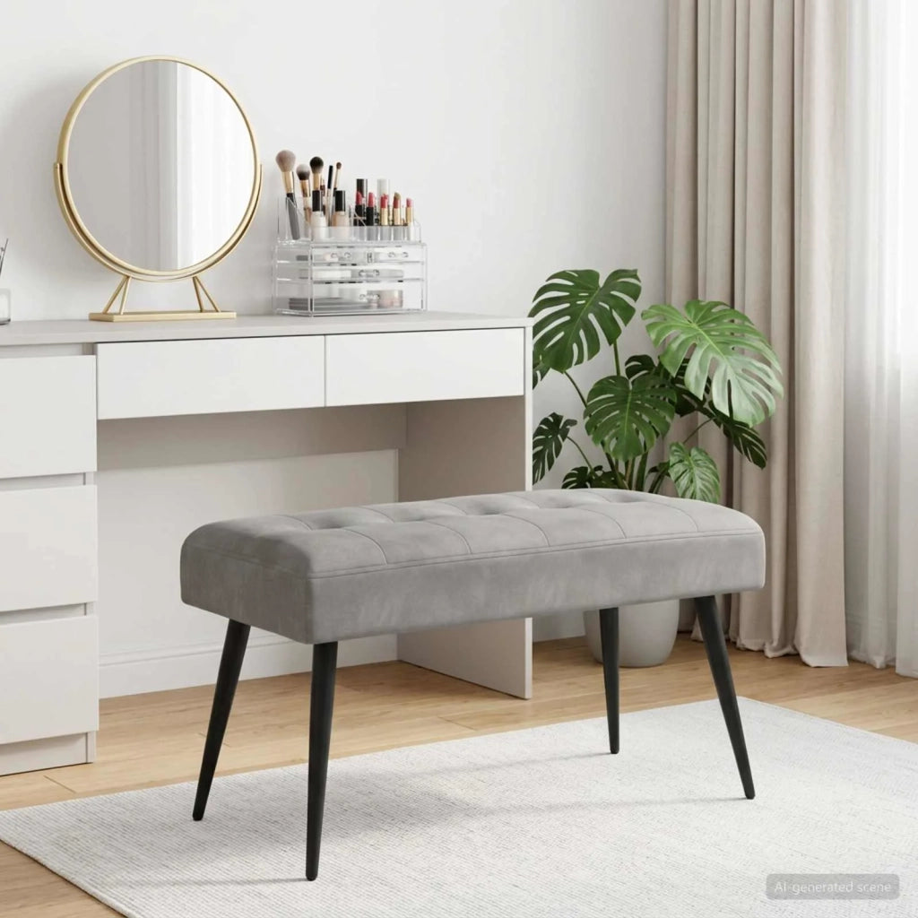 Panchina con bottoni imbottiti Grigio Chiaro 80 x 40 x 46 cm 42038515