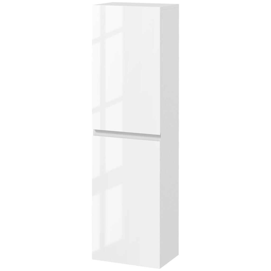 Mobile Bagno Alto a Colonna con Ante e Ripiani Regolabili ¨C zephmum ¨C Bianco Lucido